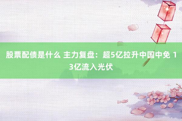股票配债是什么 主力复盘：超5亿拉升中国中免 13亿流入光伏