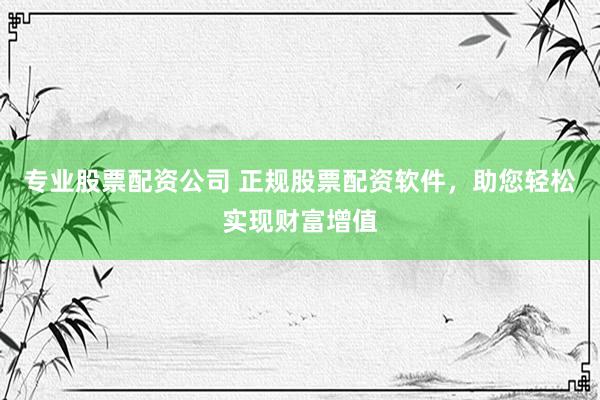 专业股票配资公司 正规股票配资软件，助您轻松实现财富增值